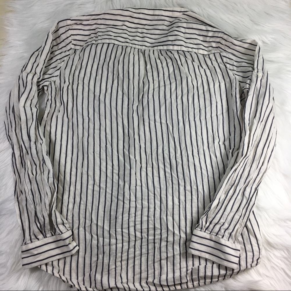 0039 Italy Stripped Black & White Blouse Sz Small - Picture 7 of 7